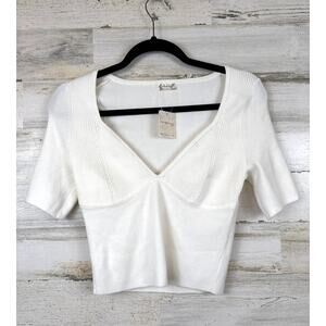 Intimately Free People Womens S White Teagan Short Sleeve Casual Summer Top NWT